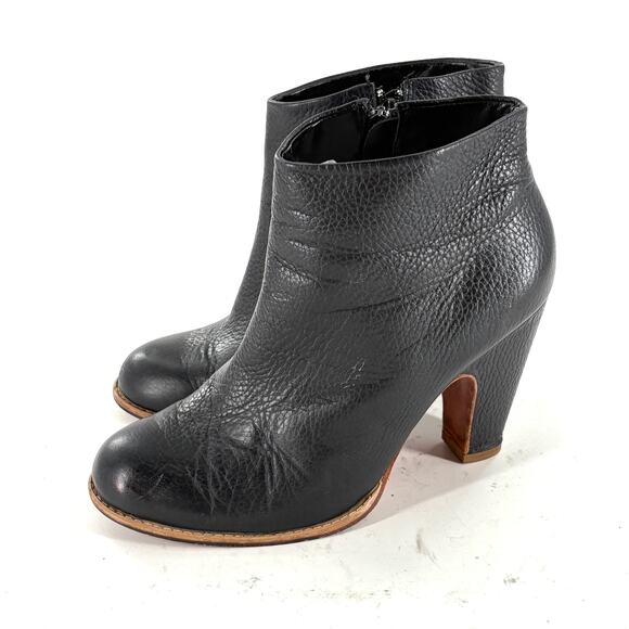 Rachel Comey Leather Ankle Boots 8 Black Booties Heel Zip Capsule Academia Prep - Picture 1 of 6